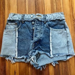 LF Carmar high-waisted dual tone denim shorts